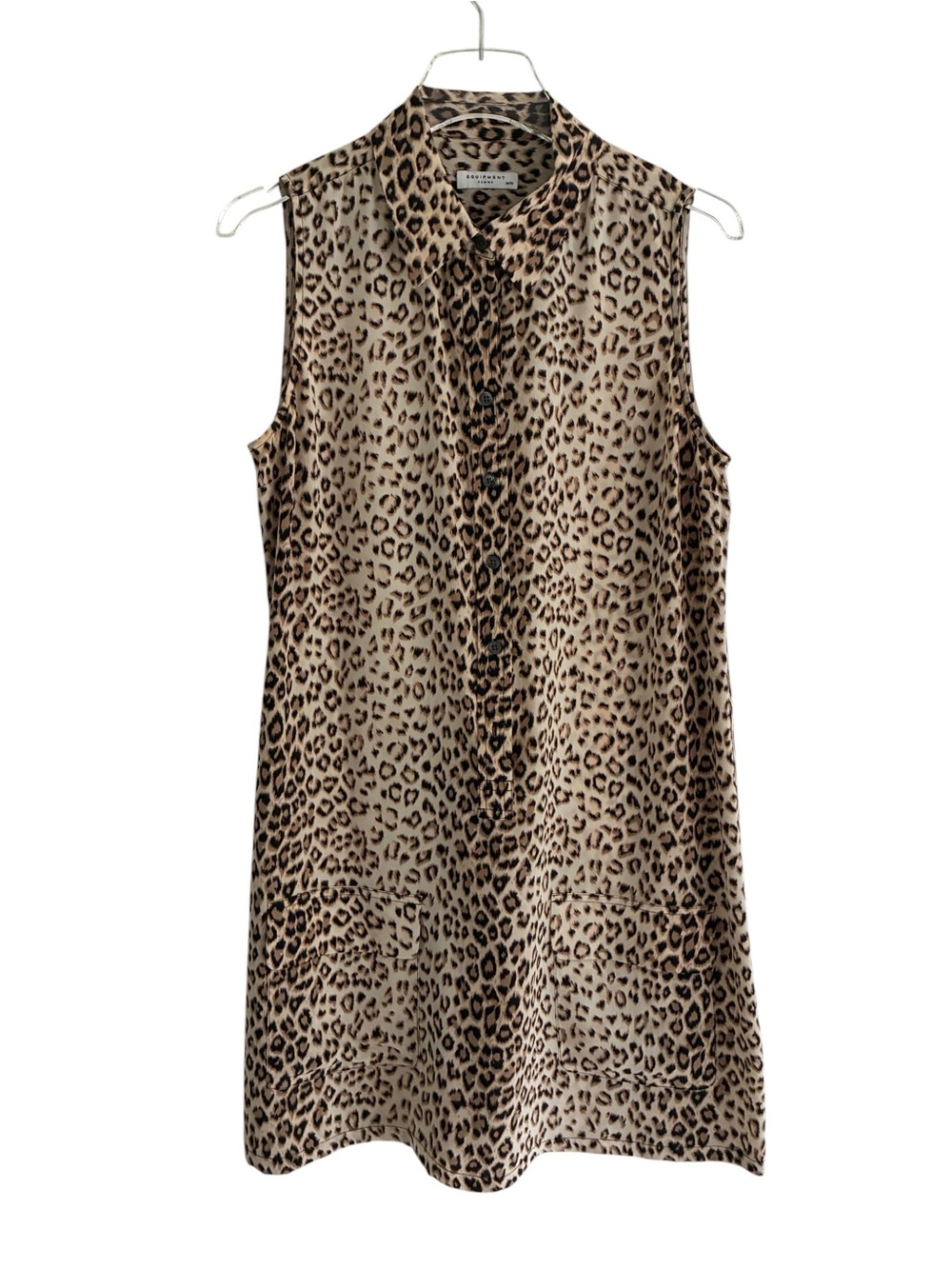 Equipment Femme Lucinda Silk Leopard Print Safari Shift Mini Dress M - Picture 7 of 9